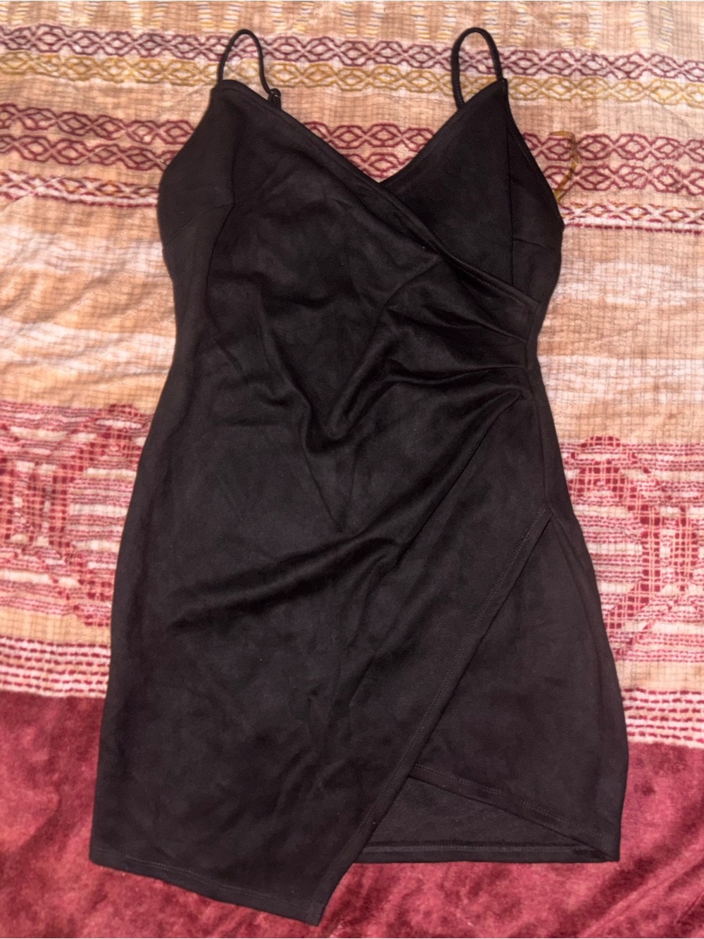 iris Black Mini Wrap Slip Dress